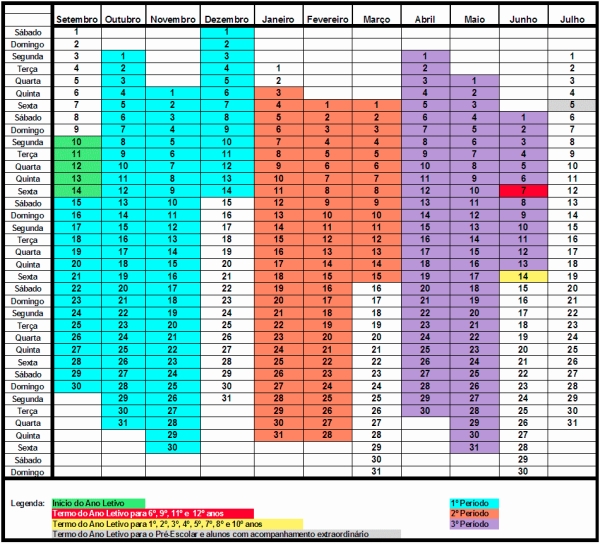 Calendário Escolar 2012 2013